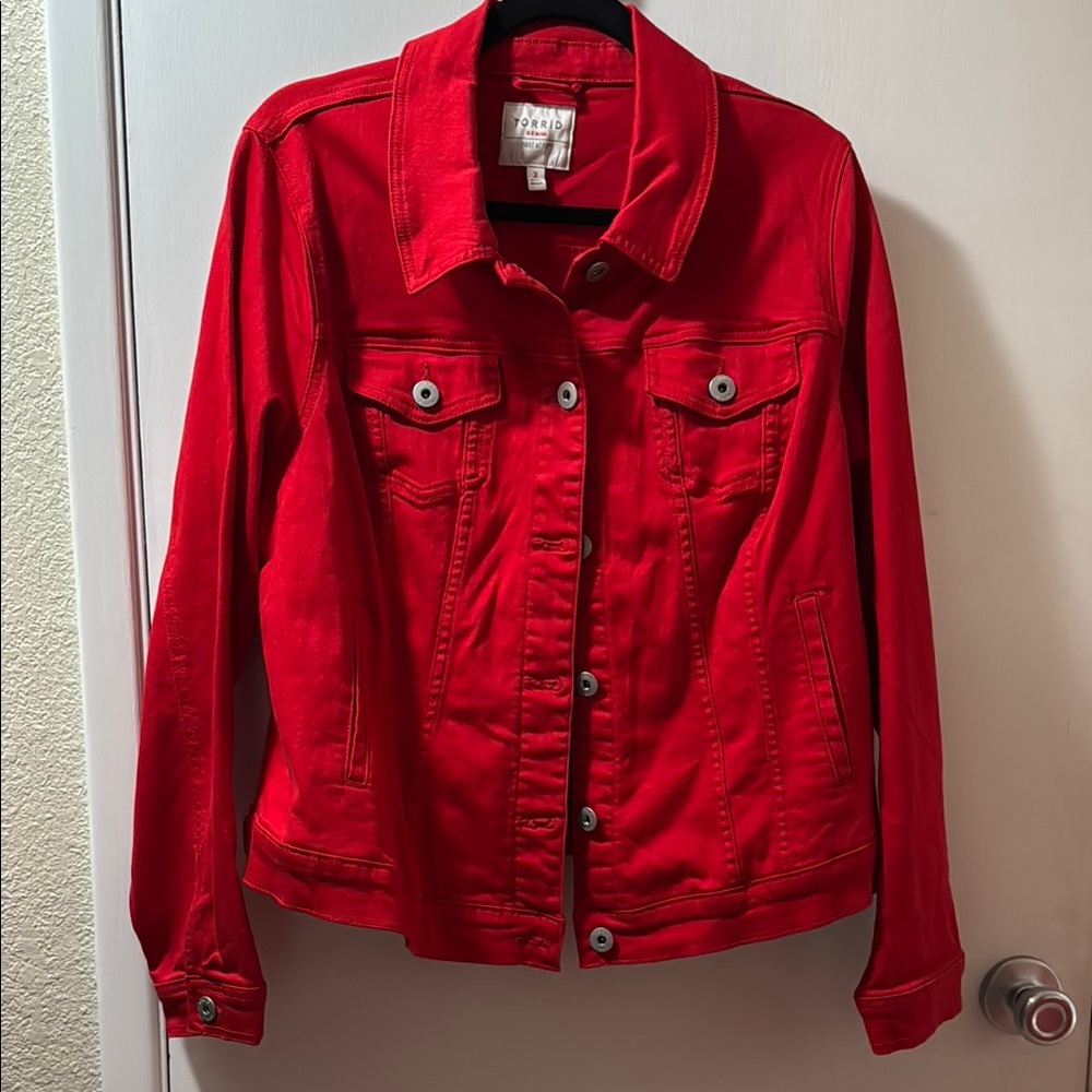 Torrid Red Jean Jacket Classic Trucker Style